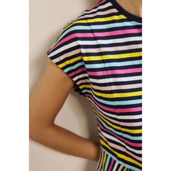 Boden Women’s Cotton Jersey T-shirt Dress Size US 4R Rainbow Stripe Pockets Aa17 - Picture 3 of 9